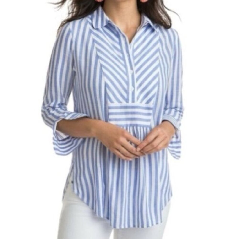 VINEYARD VINES NWOT Stripe Mix Popover Tunic in Periwinkle